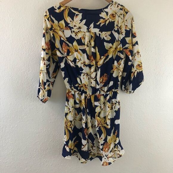Sage Blue and yellow Floral Print Romper size M - Picture 5 of 6